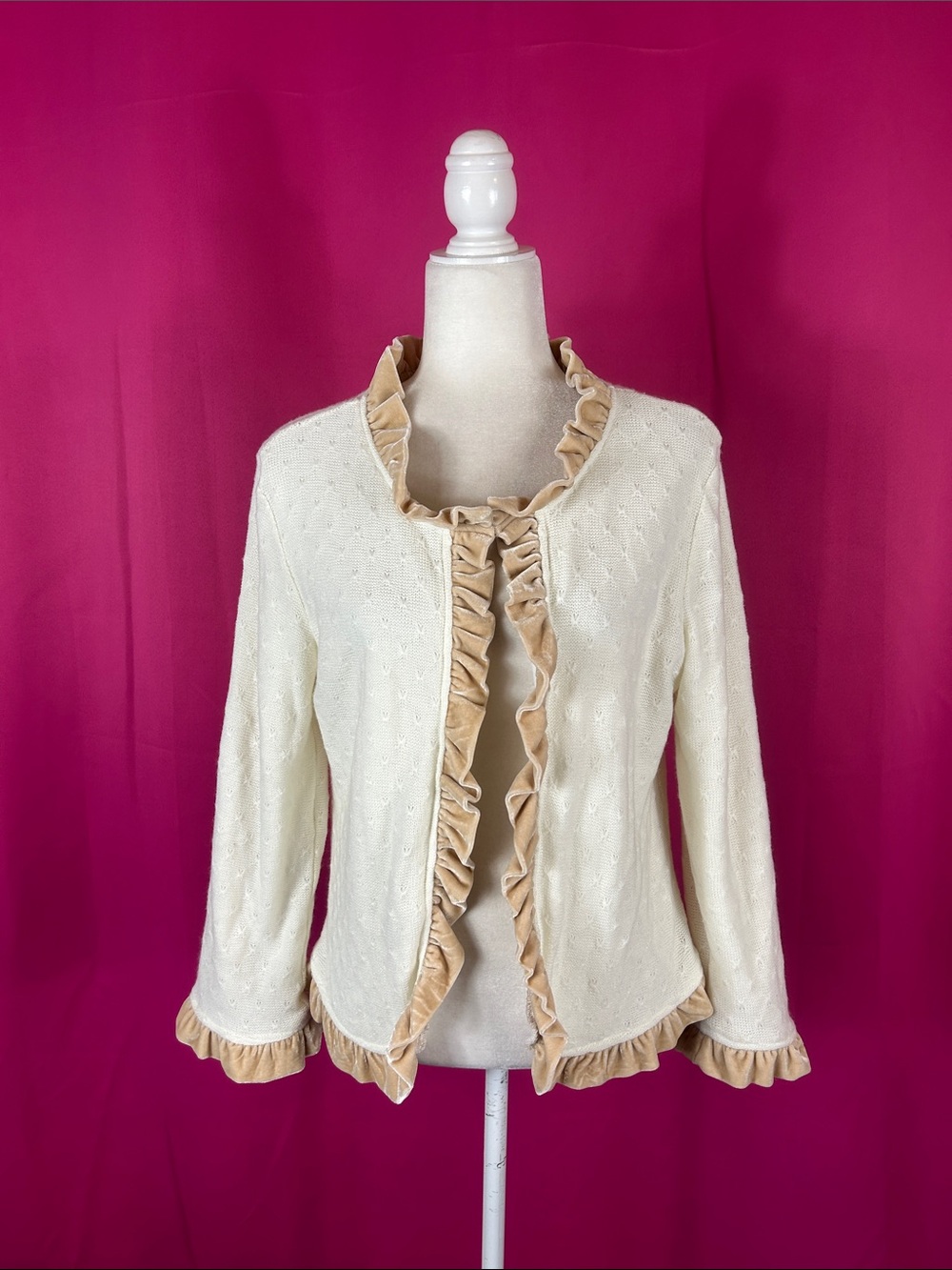 Young Essence velvet ruffle cardigan XL